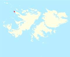 Location of West Point Island within the Falkland Islands