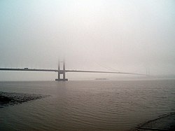 The Humber and bridge in fog