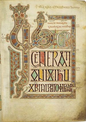 Page from the Lindisfarne Gospels, c 700