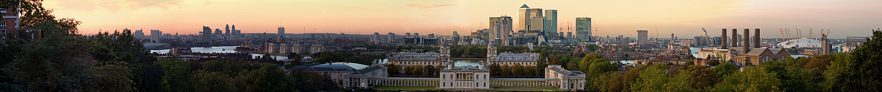A wide view of London from the Royal Observatory in Greenwich Park