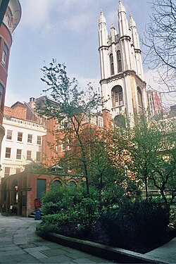 St Michael, Cornhill, View of church from St Michael's Alley.jpg
