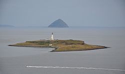 Scotland, Pladda Island and Ailsa Craig, seen from Isle of Arran.JPG