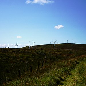 Wind turbines on Slievenahanaghan, County Antrim - geograph-2818854.jpg