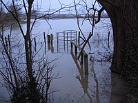 Botley across a flooded field
