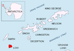 Location of Low Island in the South Shetland Islands