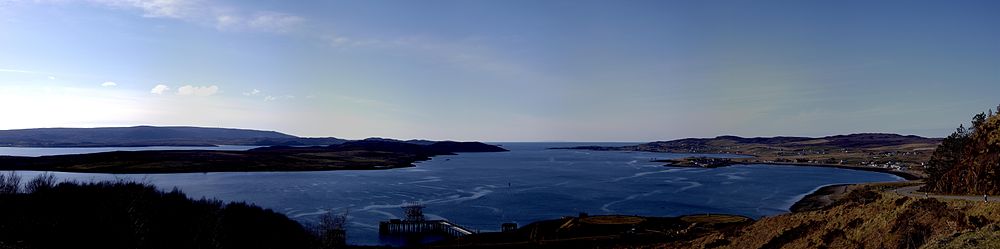 A wide view of Loch Ewe and the Isle of Ewe