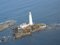Aerial photo of St Mary's Island at high tide - geograph.org.uk - 654119.jpg