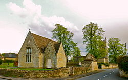 Village Hall and St Edmund's Parish Church - Warkton.JPG