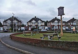 Garden of New River Arms, with pub sign and houses in High Road, Turnford, in background - geograph.org.uk - 99087.jpg