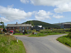 Road junction at the western end of Knock village (geograph 4573723).jpg