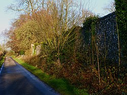 Hinton Daubney, Hampshire - Broadway Lane by the wall - geograph-4284150.jpg