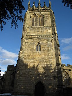 The west face of the tower of All Saints, Gresford - geograph.org.uk - 1688354.jpg