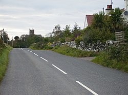Approach to Borgue from the east on the B727 road.jpg