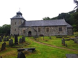 St Melangell's Church and yews. Pennant, Powys, Wales.jpg