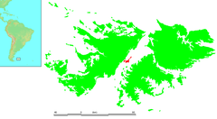 Location of the Swan Islands within the Falkland Islands