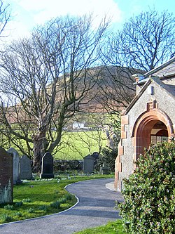 St Mary's Church Whicham, porch and churchyard - geograph.org.uk - 541631.jpg