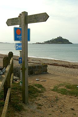 Signpost on the Cornish Coast Path at Long Rock - geograph.org.uk - 522335.jpg