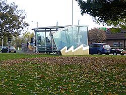 Bus stop and Blyth town sign at Bebside - geograph-4717328.jpg