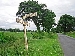 Wonky sign near Burthwaite, Cumberland - geograph-5035263.jpg