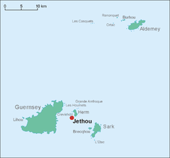 Location of Jethou, just south of Herm