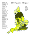 English counties population graph.