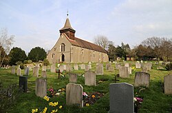 Church of St Thomas, Upshire, Essex, England - and graveyard from the south-west.jpg