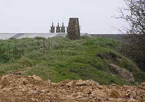 Geograph 2141776 Dundry trig point and church.jpg