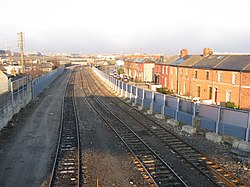 View from railway bridge, East Road, Dublin - geograph.org.uk - 1754692.jpg