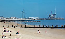 Lowestoft beach and outer harbour.jpg
