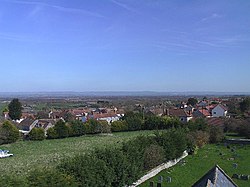 Village of Catcott and part of church yard. From tower of St Peter's Church - geograph.org.uk - 124508.jpg